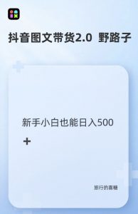 抖音图文带货野路子2.0玩法，暴力起号，单日收益多张，小白也可轻松上手【揭秘】-水滴知识网