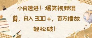 小白速进，爆笑视频混剪，日入3张，百万播放轻松破【揭秘】-水滴知识网