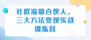 社群流量合伙人,三大方法变现实战训练营-水滴知识网