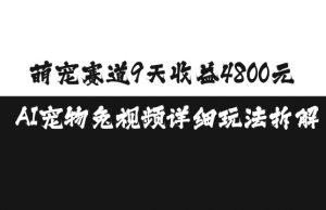 萌宠赛道9天收益4800元，AI宠物免视频详细玩法拆解-水滴知识网