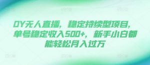 DY无人直播,稳定持续型项目,单号稳定收入500+,新手小白都能轻松月入过万【揭秘】-水滴知识网