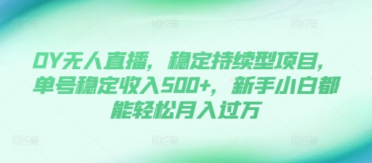 DY无人直播，稳定持续型项目，单号稳定收入500+，新手小白都能轻松月入过万【揭秘】-水滴知识网