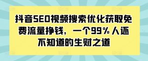 抖音SEO视频搜索优化获取免费流量挣钱,一个99%人还不知道的生财之道-水滴知识网