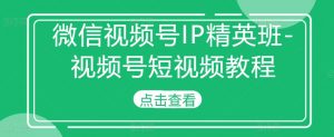 微信视频号IP精英班-视频号短视频教程-水滴知识网