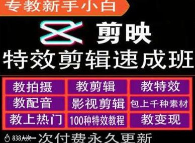 剪映特效教程和运营变现教程,特效剪辑速成班,专教新手小白-水滴知识网