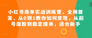 小红书商单实战训练营,全网首发,从0到1教你如何变现,从起号涨粉到稳定接单,适合新手-水滴知识网