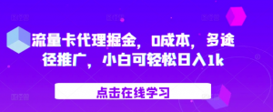 流量卡代理掘金，0成本，多途径推广，小白可轻松日入1k-水滴知识网