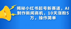 揭秘小红书起号新赛道,AI制作新闻商机,10天涨粉1万,操作简单-水滴知识网