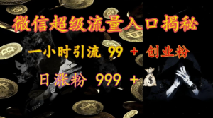 微信超级流量入口揭秘:一小时引流 99 + 创业粉,日涨粉 999 +-水滴知识网