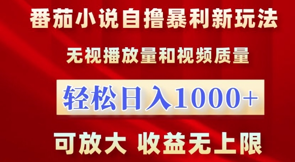 番茄小说自撸暴利新玩法,无视播放量,轻松日入1k,可放大,收益无上限【揭秘】-水滴知识网