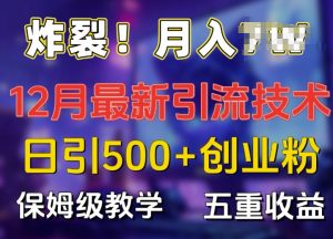 炸裂!揭秘12月最新日引流500+精准创业粉,多重收益保姆级教学-水滴知识网