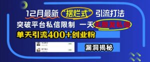 12月最新“摆烂式”引流打法，突破平台私信限制，一天无限发私信，单天引流400+创业粉-水滴知识网