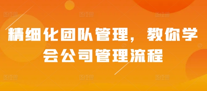精细化团队管理,教你学会公司管理流程-水滴知识网