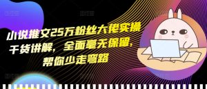 小说推文25万粉丝大佬实操干货讲解,全面毫无保留,帮你少走弯路-水滴知识网