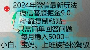 2024年微信最新玩法,微信答题掘金9.0玩法出炉,靠复制粘贴,只需简单回答问题,每月稳入5k【揭秘】-水滴知识网