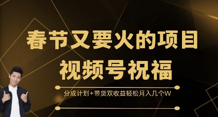 春节又要火的项目视频号祝福，分成计划+带货双收益，轻松月入几个W【揭秘】-水滴知识网