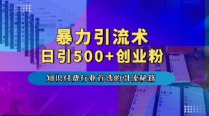 暴力引流术,专业知识付费行业首选的引流秘籍,一天暴流500+创业粉,五个手机流量接不完!-水滴知识网