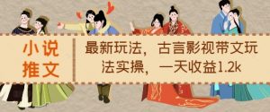 小说推文最新玩法，古言影视带文玩法实操，一天收益1.2k-水滴知识网