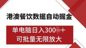 港澳餐饮数据全自动掘金,单电脑日入多张, 可矩阵批量无限操作【揭秘】-水滴知识网