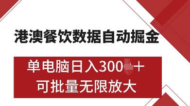 港澳餐饮数据全自动掘金,单电脑日入多张, 可矩阵批量无限操作【揭秘】-水滴知识网