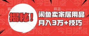 闲鱼卖家居用品月入过W+最新技巧闲鱼最新零基础教学,新手当天上手【揭秘】-水滴知识网