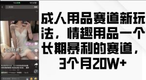 成人用品赛道新玩法,情趣用品一个长期暴利的赛道,3个月收益20个【揭秘】-水滴知识网