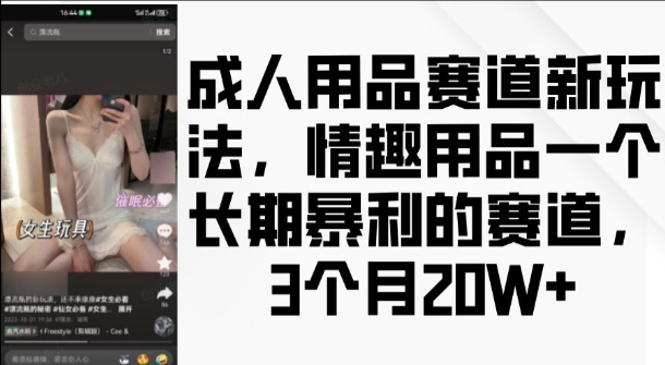 成人用品赛道新玩法,情趣用品一个长期暴利的赛道,3个月收益20个【揭秘】-水滴知识网
