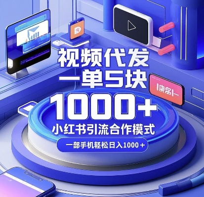 视频代发，一单5块，小红书引流合作模式，一部手机轻松日入多张【揭秘】-水滴知识网