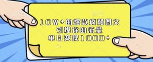 10W+的爆款疯颠图文，引爆你的流量，单日变现1k【揭秘】-水滴知识网