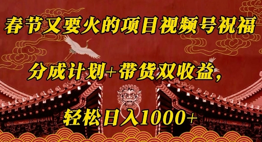 春节又要火的项目视频号祝福,分成计划+带货双收益,轻松日入几张【揭秘】-水滴知识网