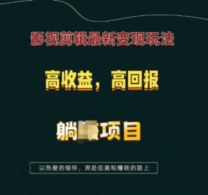 影视剪辑最新变现玩法，高收益，高回报，躺Z项目【揭秘】-水滴知识网