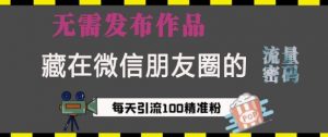 藏在微信朋友圈的流量密码，无需发布作品，单日引流100+精准创业粉【揭秘】-水滴知识网