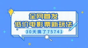 全网首发,低价电影票新玩法,已有人30天搞了75741【揭秘】-水滴知识网