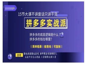 朋哥电商(拼多多实战派),15节大课不讲废话只讲干货,简单粗暴 能落地 可复制-水滴知识网