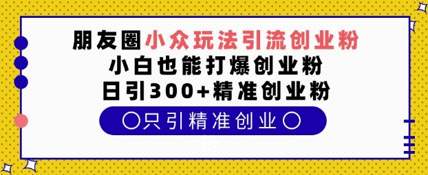 朋友圈小众玩法引流创业粉,小白也能打爆创业粉,日引300+精准创业粉【揭秘】-水滴知识网