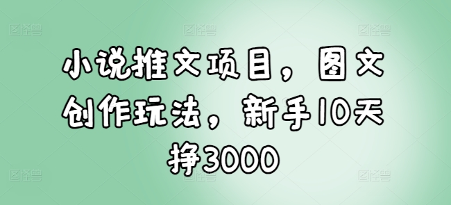 小说推文项目,图文创作玩法,新手10天挣3000-水滴知识网