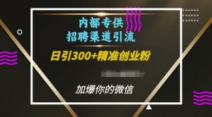 内部招聘渠道日引流300+创业粉,加爆你的微信【揭秘】-水滴知识网