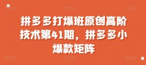 拼多多打爆班原创高阶技术第41期,拼多多小爆款矩阵-水滴知识网