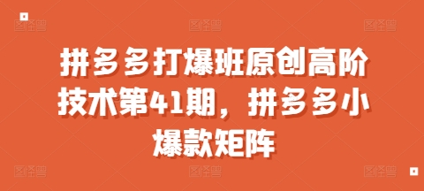 拼多多打爆班原创高阶技术第41期,拼多多小爆款矩阵-水滴知识网