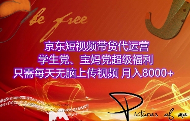 京东短视频带货代运营，学生党、宝妈党超级福利，只需每天无脑上传视频，月入8000+【仅揭秘】-水滴知识网