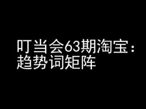 《淘宝天猫打爆班》原创高阶技术第63期,趋势词矩阵技术和玩法-水滴知识网