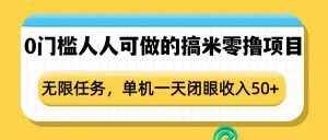 0门槛人人可做的搞米零撸项目,无限任务,单机一天闭眼收入50+-水滴知识网