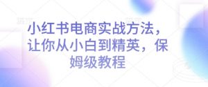 小红书电商实战方法,让你从小白到精英,保姆级教程-水滴知识网