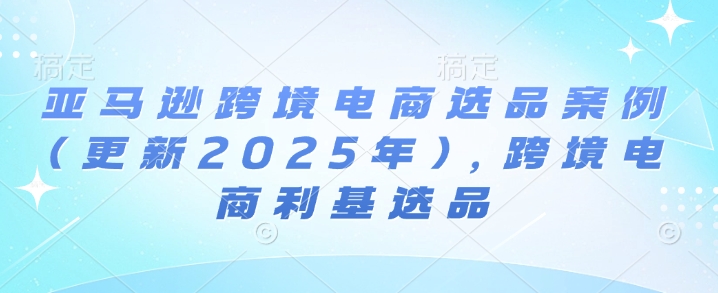 亚马逊跨境电商选品案例(更新2025年)，跨境电商利基选品-水滴知识网