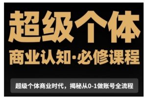超级个体商业认知觉醒视频课，商业认知·必修课程揭秘从0-1账号全流程-水滴知识网
