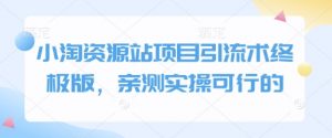 小淘资源站项目引流术终极版,亲测实操可行的-水滴知识网