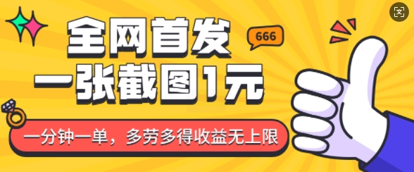 全网首发，一张截图1块钱，一分钟一单，多劳多得，收益无上限-水滴知识网