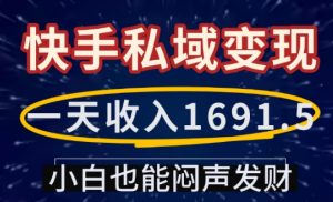 一天收入1691.5,快手私域变现,小白也能闷声发财-水滴知识网