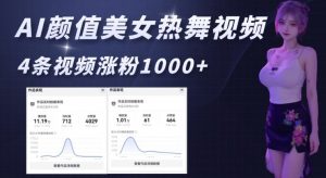 AI颜值美女热舞视频,4条视频涨粉1000+,实测6分钟一条-水滴知识网