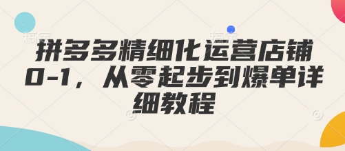 拼多多精细化运营店铺0-1,从零起步到爆单详细教程-水滴知识网